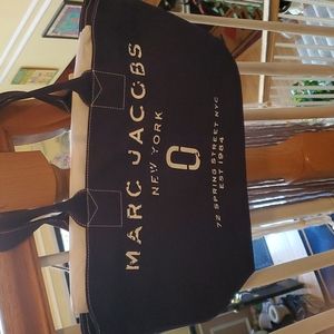 Marc jacobs hp 2026 navy blue  cotton  logo tote bagged  warranty taile large